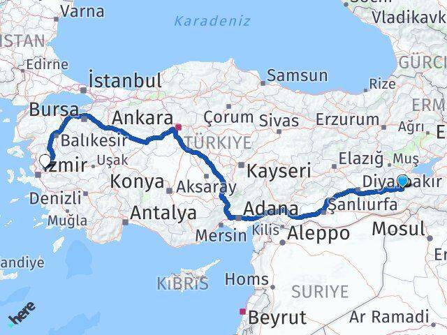 Siirt Tillo Manisa Arası Kaç Km - Yol Haritası