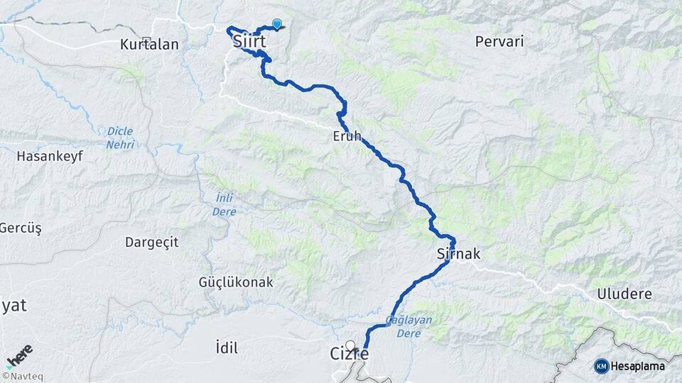 Siirt Tillo Veysel Karani Arası Kaç Km - Yol Haritası