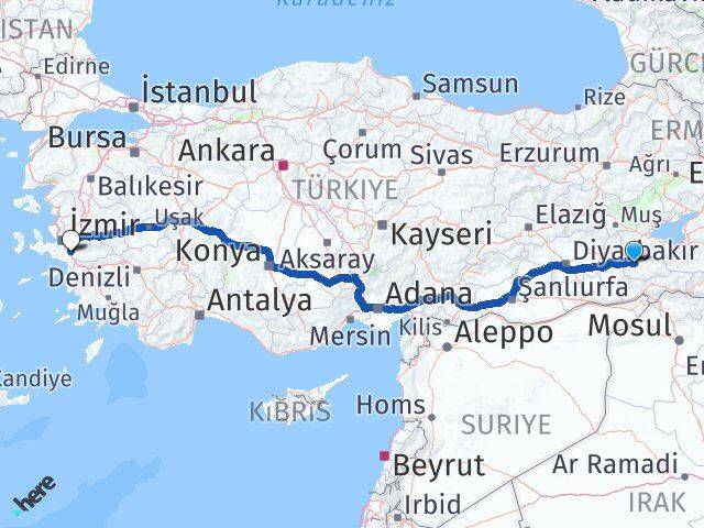 Siirt Torbalı İzmir Arası Kaç Km - Yol Haritası