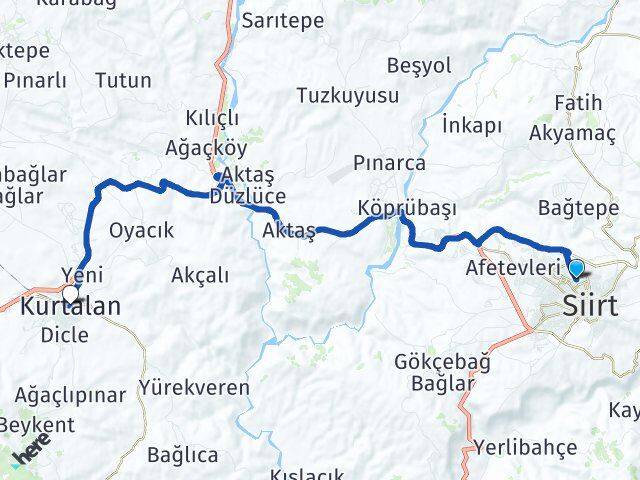Siirt Üniversitesi Kurtalan Arası Kaç Km - Yol Tarifi