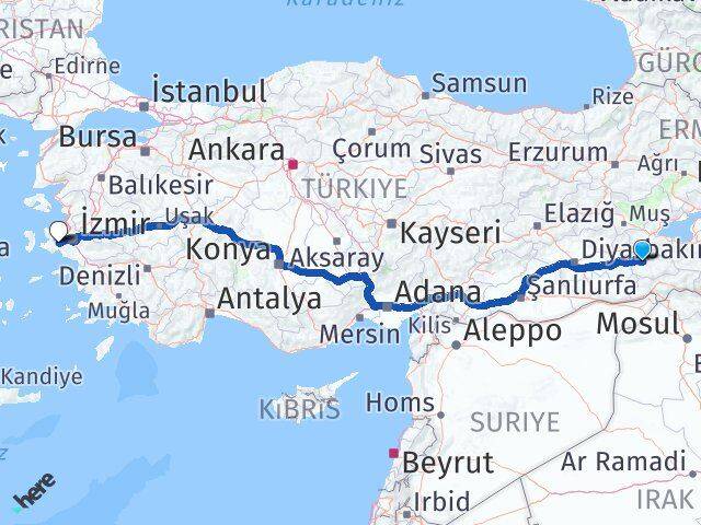 Siirt Urla İzmir Arası Kaç Km - Yol Haritası