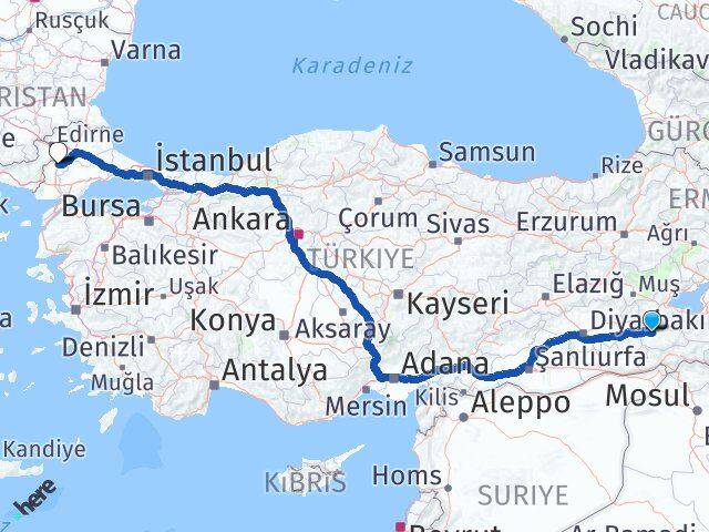Siirt Uzunköprü Edirne Arası Kaç Km - Yol Haritası