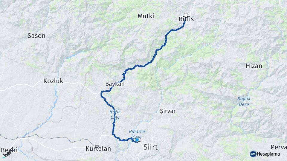 Veysel Karani Bitlis Arası Kaç Km - Yol Tarifi