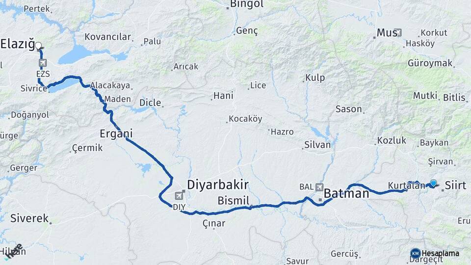 Veysel Karani Elazığ Arası Kaç Km - Yol Tarifi