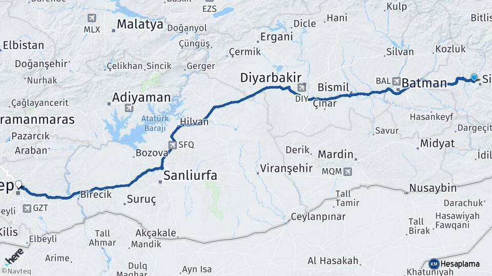 Veysel Karani Gaziantep Arası Kaç Km - Yol Tarifi