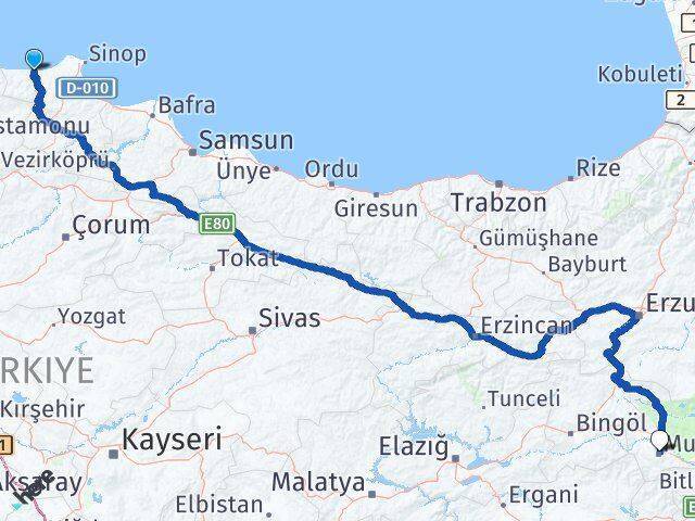 Ayancık Muş Arası Kaç Km - Yol Tarifi