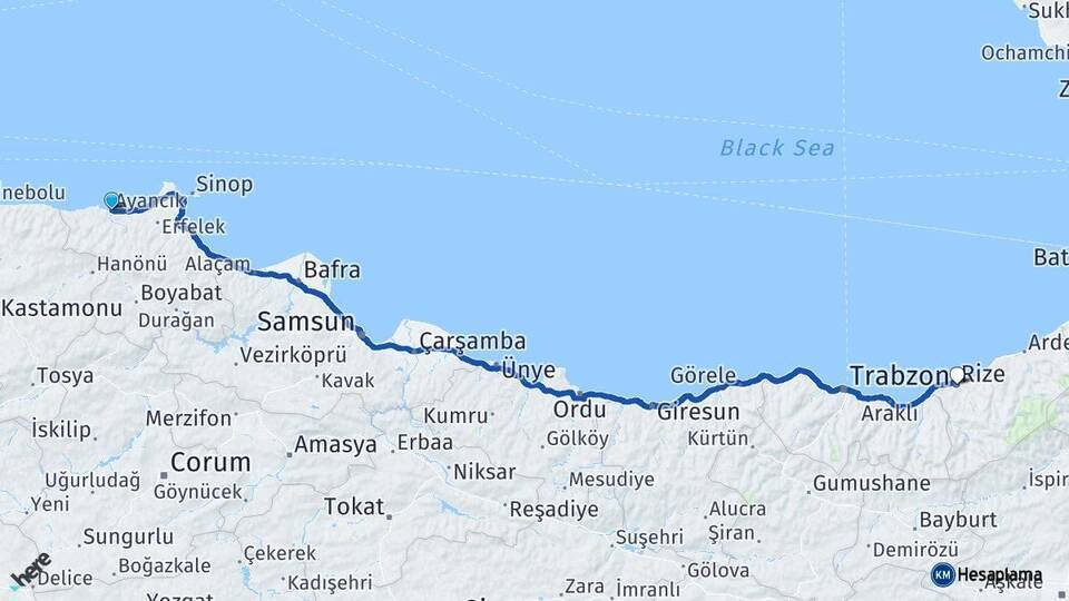 Ayancık Rize Arası Kaç Km - Yol Tarifi