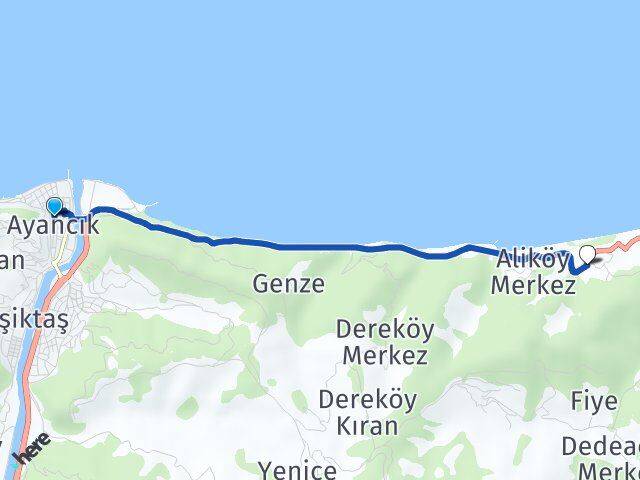 Sinop Ayancık Yeşilyurt Ayancık Arası Kaç Km - Yol Haritası