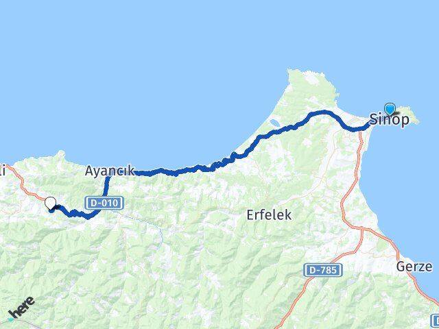 Sinop Aygördü Ayancık Arası Kaç Km - Yol Haritası