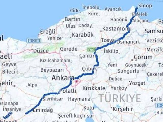 Sinop Bayat Afyonkarahisar Arası Kaç Km - Yol Haritası