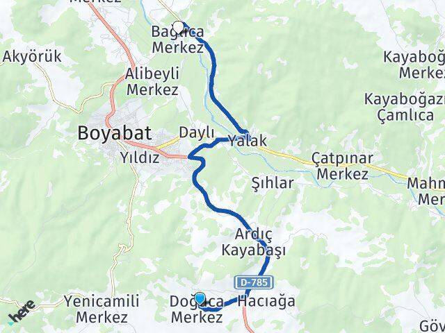 Doğuca Boyabat Arası Kaç Km - Yol Tarifi