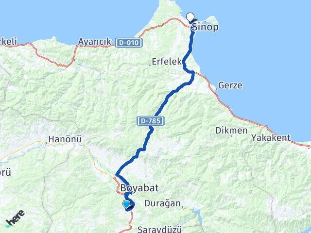 Doğuca Sinop Havalimanı Arası Kaç Km - Yol Tarifi