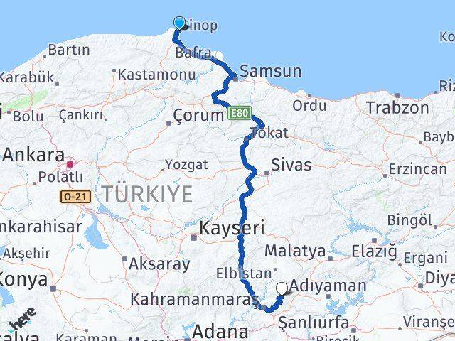 Sinop Çağlayancerit Arası Kaç Km - Yol Tarifi