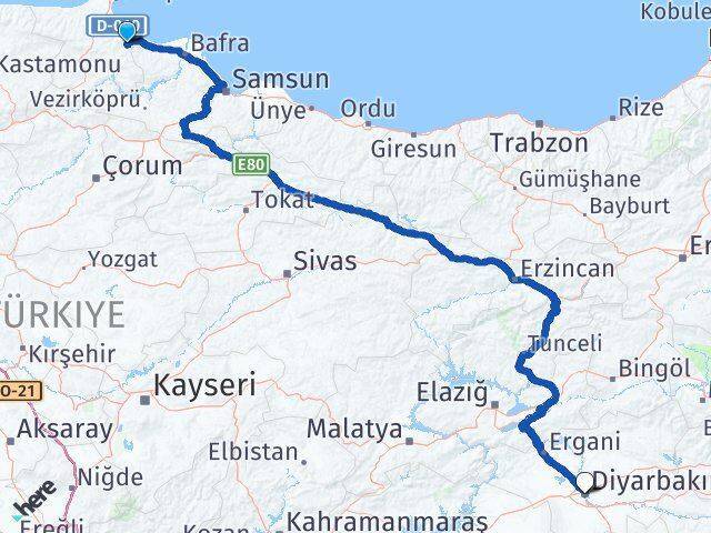Dikmen Diyarbakır Arası Kaç Km - Yol Tarifi