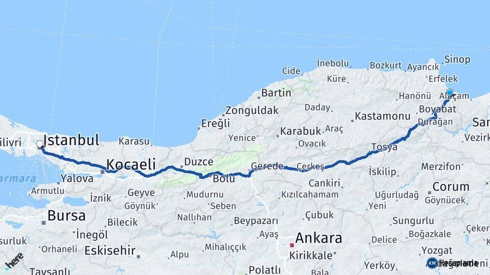 Dikmen İstanbul Arası Kaç Km - Yol Tarifi