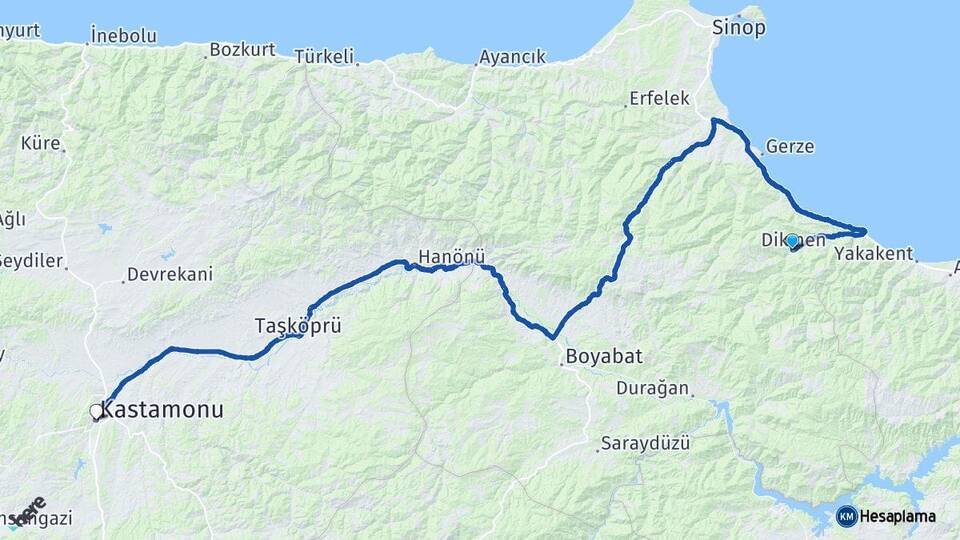 Dikmen Kastamonu Arası Kaç Km - Yol Tarifi