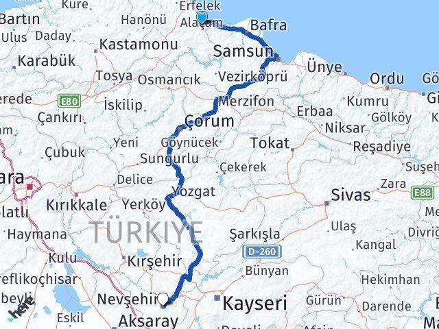 Dikmen Nevşehir Arası Kaç Km - Yol Tarifi