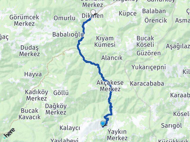 Yumaklı Dikmen Arası Kaç Km - Yol Tarifi