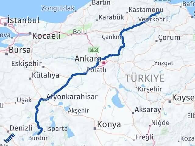 Durağan Burdur Arası Kaç Km - Yol Tarifi