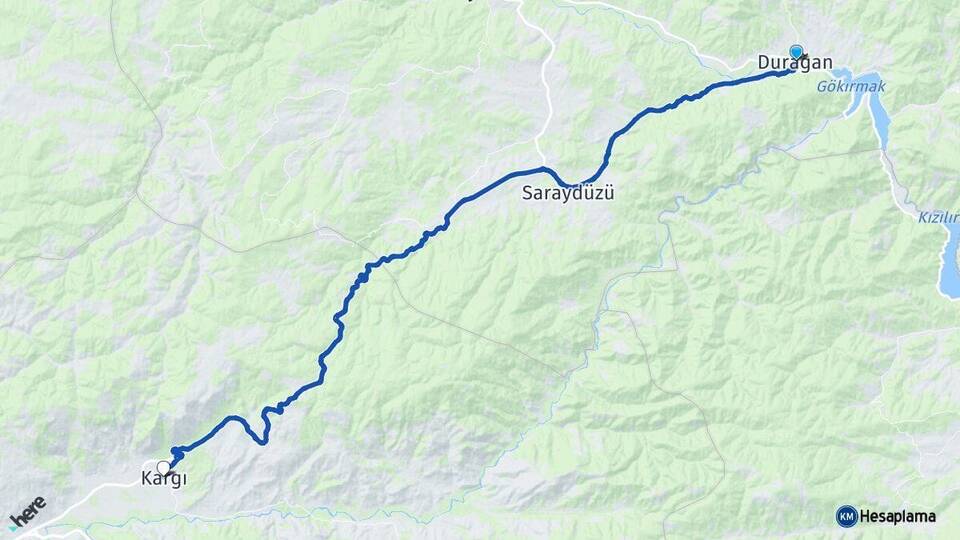 Sinop Durağan Kargı Çorum Arası Kaç Km - Yol Haritası