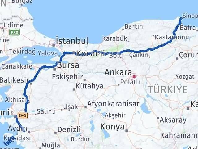 Sinop Germencik Aydın Arası Kaç Km - Yol Haritası