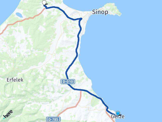 Sinop Gerze Abalı Arası Kaç Km - Yol Haritası