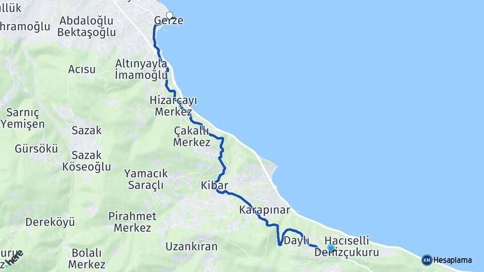 Hacıselli Gerze Arası Kaç Km - Yol Tarifi