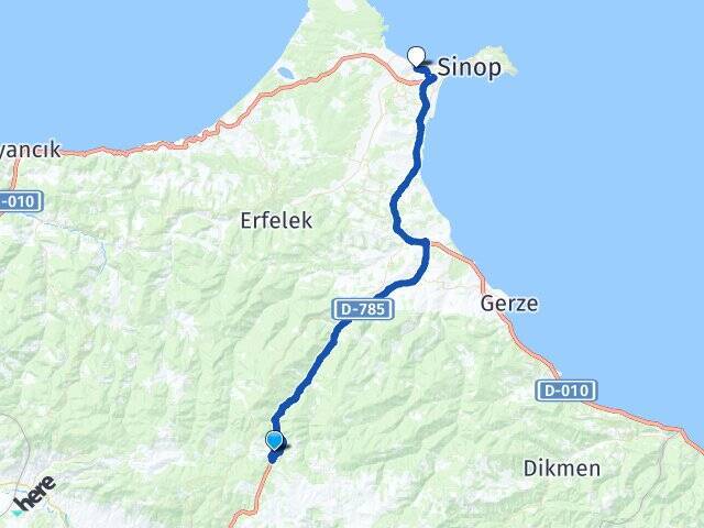 Hıdırlı Sinop Havalimanı Arası Kaç Km - Yol Tarifi
