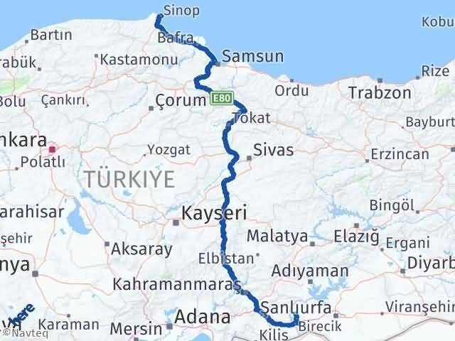 Sinop Halfeti Şanlıurfa Arası Kaç Km - Yol Haritası