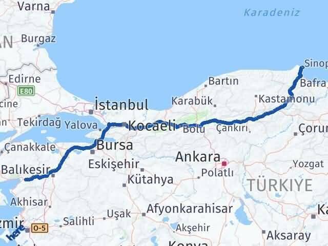 Sinop Havran Arası Kaç Km - Yol Tarifi
