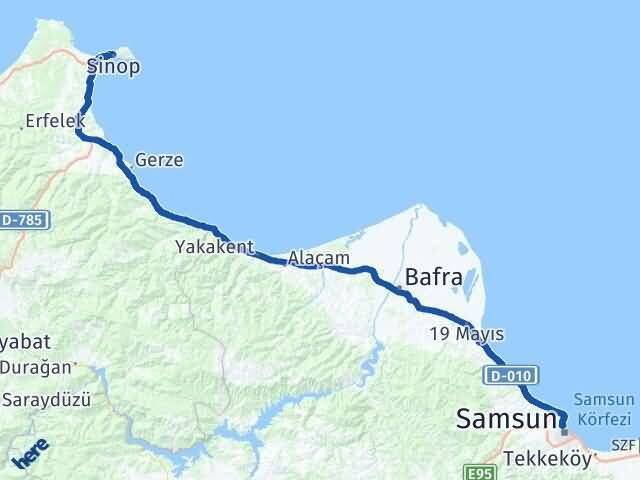 Sinop İlkadım Arası Kaç Km - Yol Tarifi