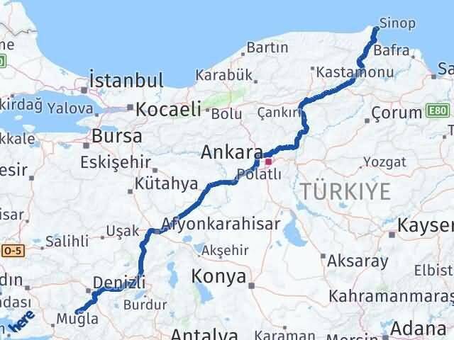Sinop Kale Denizli Arası Kaç Km - Yol Haritası