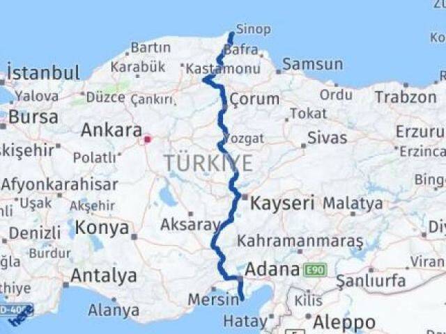 Sinop Karataş Adana Arası Kaç Km - Yol Haritası