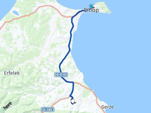 Sinop Karlı Gerze Arası Kaç Km - Yol Haritası