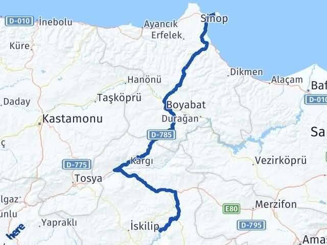 Sinop Oğuzlar Çorum Arası Kaç Km - Yol Haritası