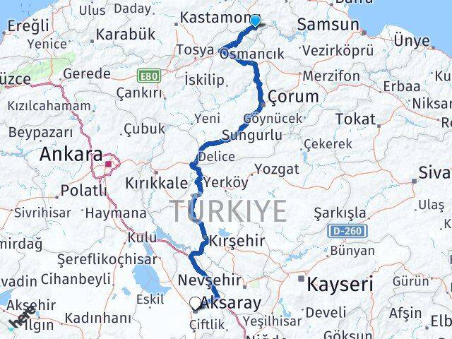 Sinop Saraydüzü Aksaray Arası Kaç Km - Yol Haritası