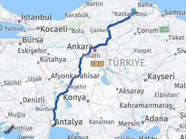 Sinop Saraydüzü Antalya Arası Kaç Km - Yol Haritası
