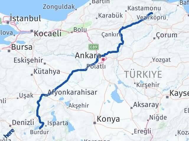 Sinop Saraydüzü Burdur Arası Kaç Km - Yol Haritası