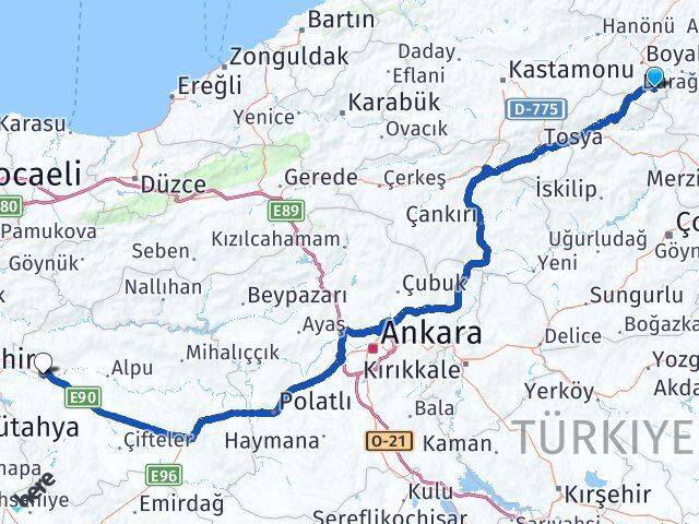 Sinop Saraydüzü Eskişehir Arası Kaç Km - Yol Haritası