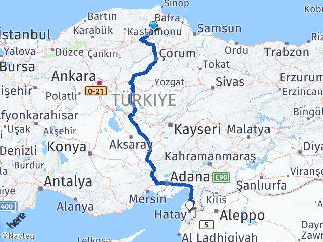 Sinop Saraydüzü Hatay Arası Kaç Km - Yol Haritası