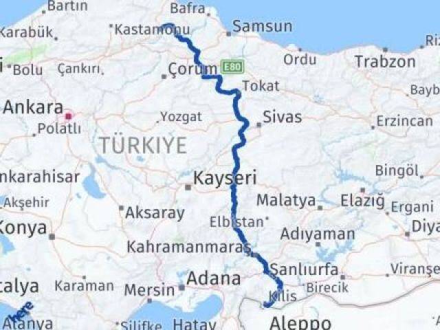 Sinop Saraydüzü Kilis Arası Kaç Km - Yol Haritası