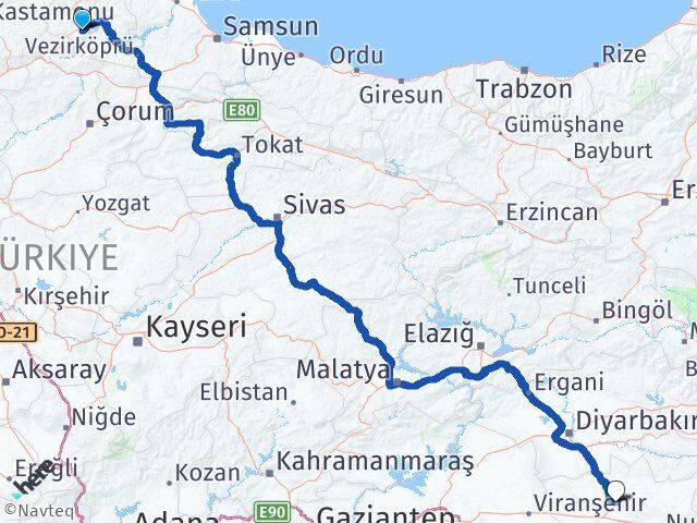 Sinop Saraydüzü Mardin Arası Kaç Km - Yol Haritası