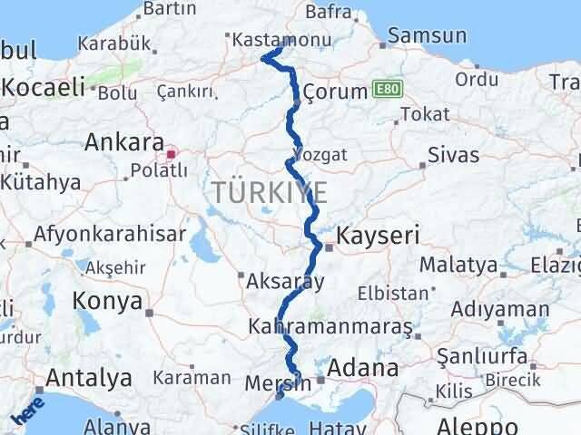 Sinop Saraydüzü Mersin Arası Kaç Km - Yol Haritası