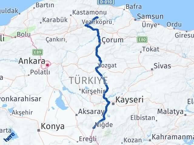 Sinop Saraydüzü Niğde Arası Kaç Km - Yol Haritası