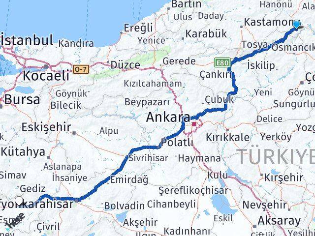 Sinop Saraydüzü Uşak Arası Kaç Km - Yol Haritası