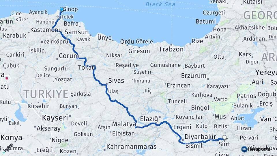 Sinop Sinop Otogarı Arası Kaç Km - Yol Tarifi