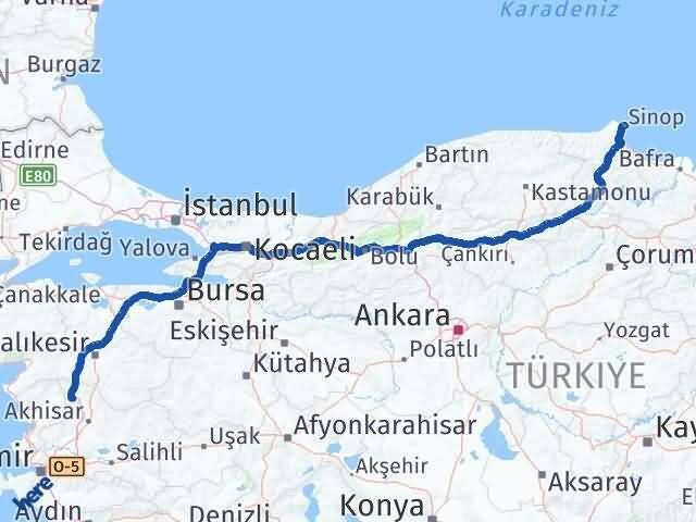 Sinop Soma Manisa Arası Kaç Km - Yol Haritası