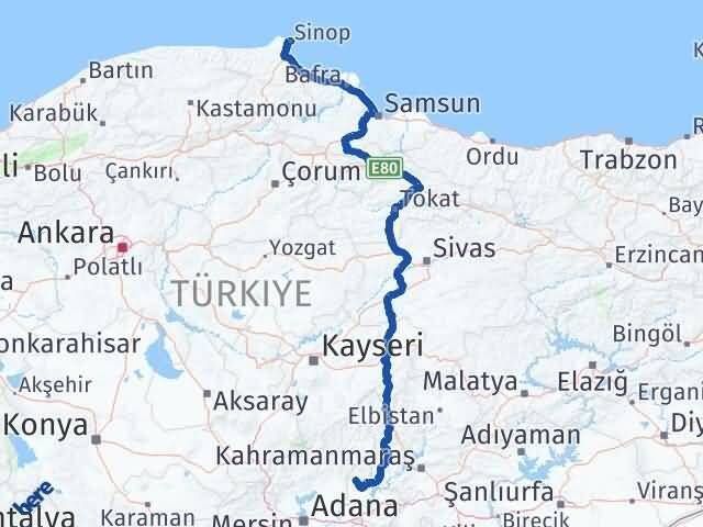 Sinop Sumbas Osmaniye Arası Kaç Km - Yol Haritası
