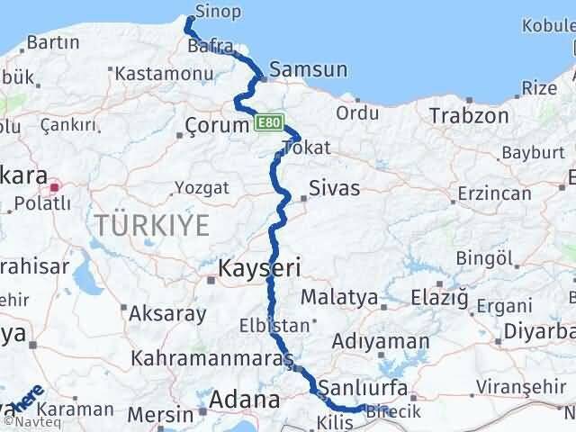 Sinop Suruç Şanlıurfa Arası Kaç Km - Yol Haritası