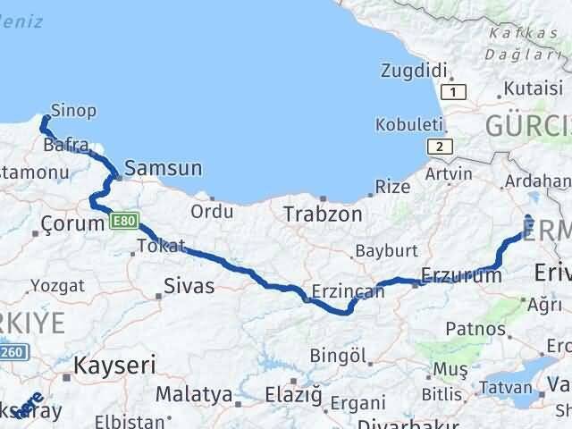 Sinop Susuz Kars Arası Kaç Km - Yol Haritası